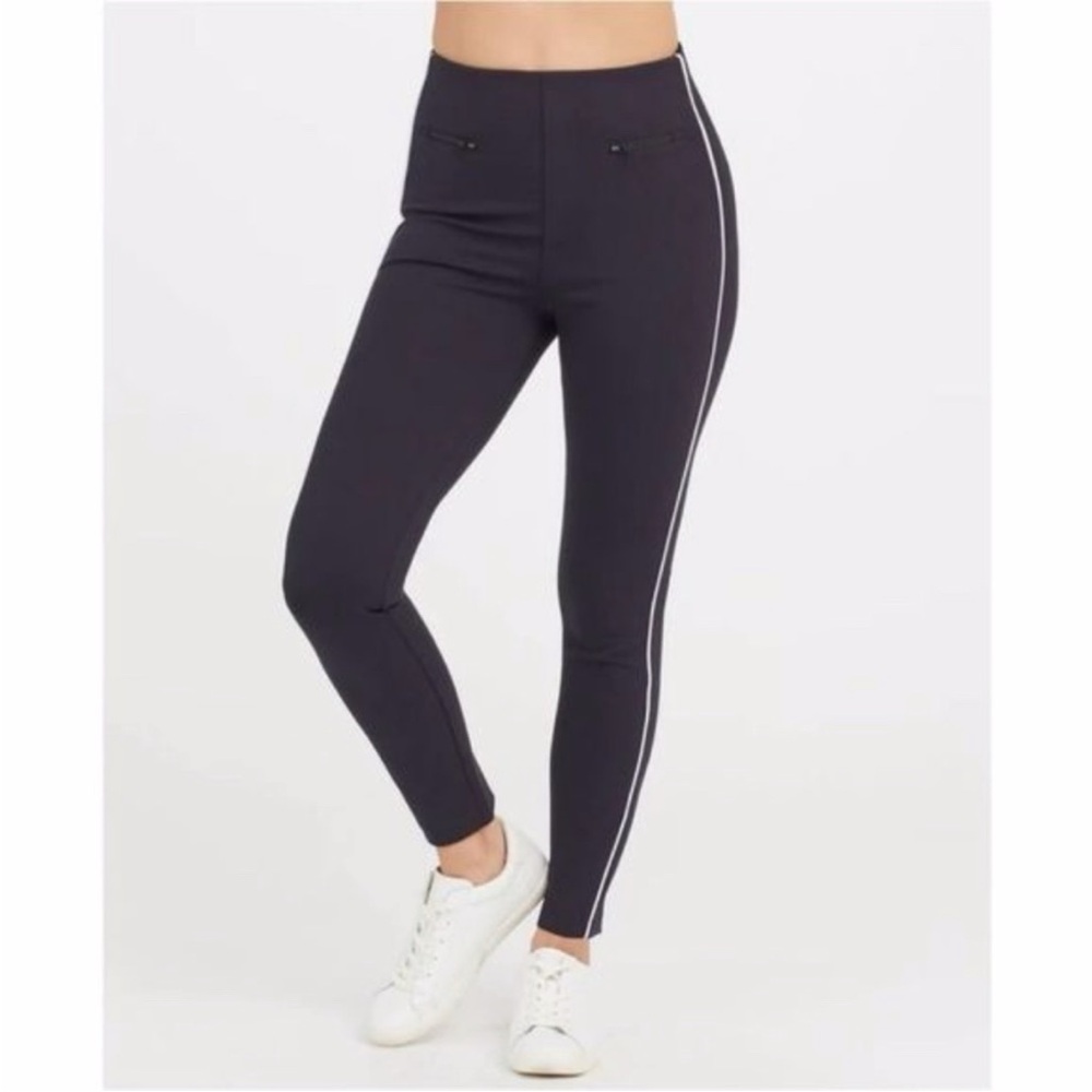 SPANX The Perfect Pant Ankle Piped Skinny Black Pants